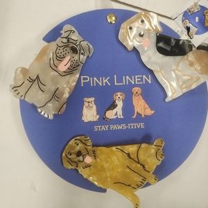 Pink Linen Dog Hair Clips | Bull Dog, Golden Retriever Labrador, Beagle